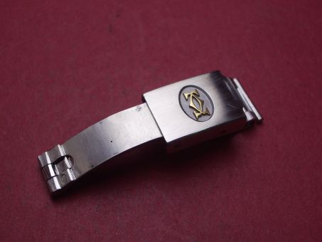 Cartier Faltschließe, Stahl/Gold, mit Schließblech, Schließen-Anstoßbreite 10,2mm, gebraucht 