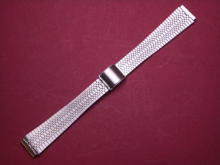 Schönes altes zwei geteiltes Metall-Uhren-Armband 16mm im Verlauf auf 11mm, aus den 70er Jahren, Anstoßbreite 14mm,  mit verschiebbaren Verschluss 