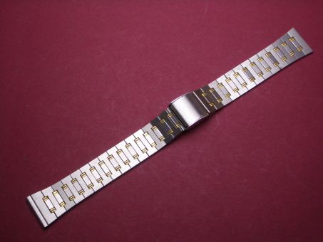 Schönes altes zwei geteiltes Metall-Uhren-Armband 18mm im Verlauf auf 15mm, aus den 70er Jahren, Anstoßbreite 18mm, mit verschiebbaren Verschluss 