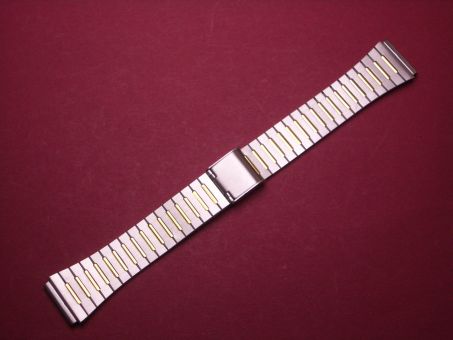 Schönes altes zwei geteiltes Metall-Uhren-Armband 20mm im Verlauf auf 15mm, aus den 70er Jahren, Anstoßbreite 18mm, mit verschiebbaren Verschluss 