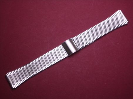 Schönes altes zwei geteiltes Metall-Uhren-Armband 20mm im Verlauf auf 16mm,, aus den 70er Jahren, Anstoßbreite 18mm,  mit verschiebbaren Verschluss 