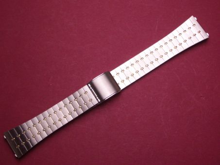 Schönes altes zwei geteiltes Metall-Uhren-Armband 20mm im Verlauf auf 15mm,, aus den 70er Jahren, Anstoßbreite 20mm,  mit verschiebbaren Verschluss 