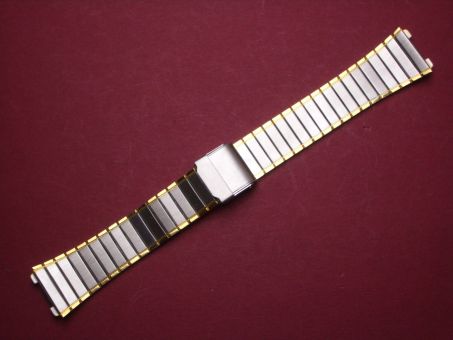 Schönes altes zwei geteiltes Metall-Uhren-Armband 20mm im Verlauf auf 15mm, aus den 70er Jahren, Anstoßbreite 20mm,  mit verschiebbaren Verschluss mit Sicherheitsbügel 