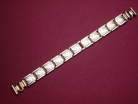 Schönes altes Damen Flex Metall-Uhren-Armband 10mm, extra Lang, aus den 60er Jahren Farbe: gelbgold 