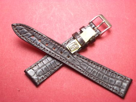 Louisiana Krokodil-Leder-Armband 18mm im Verlauf auf 14mm Farbe: Dunkelbraun 