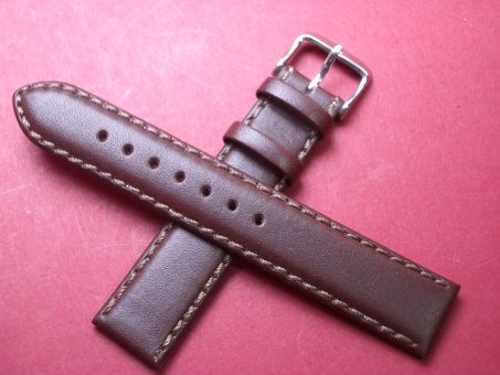 Leder-Armband  mit Dornschließe, Fine Calfskin, Di -Modell, 19mm auf 18mm Farbe: Braun 