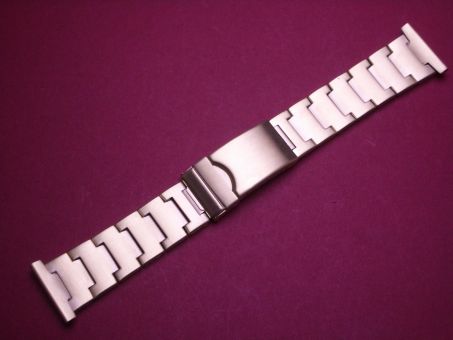 Metall-Uhren-Armband 24mm im Verlauf auf 18mm an der Faltschließe, Farbe mattes gelbgold 