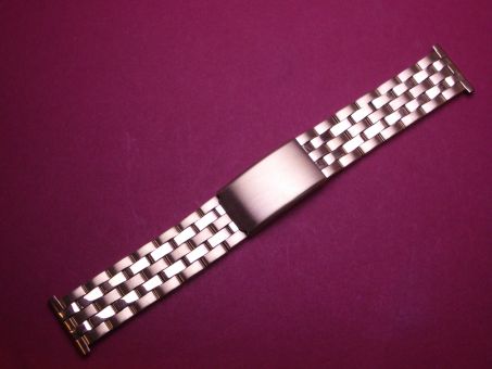 Metall-Uhren-Armband 22mm im Verlauf auf 18mm an der Faltschließe, Farbe: gelbgold 