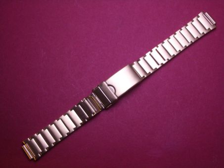 Metall-Uhren-Armband 16mm im Verlauf auf 14mm an der Faltschließe, Farbe mattes gelbgold 