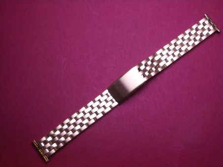 Metall-Uhren-Armband 18mm im Verlauf auf 14mm an der Faltschließe, Farbe: gelbgold 
