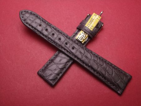 Louisiana Krokodil-Leder-Armband, 20mm im Verlauf auf 16mm Farbe: Antrazith / dunkel Grau 