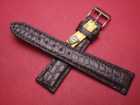 Louisiana Krokodil-Leder-Armband, 20mm im Verlauf auf 16mm Farbe: Antrazith / dunkel Grau glänzend 