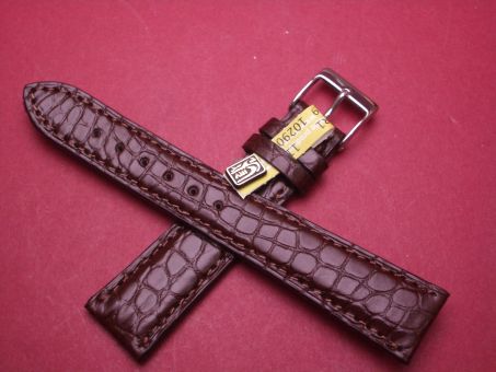 Louisiana Krokodil-Leder-Armband, 20mm im Verlauf auf 16mm Farbe: dunkel Braun 
