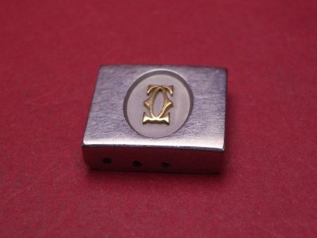 Cartier Schließblech, Stahl/Gold, 14,95mm x 15,8mm Höhe 3,7mm 