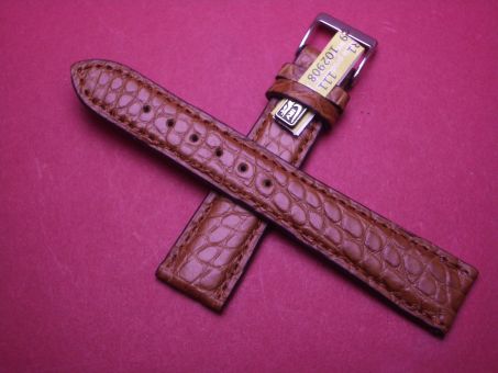Louisiana Krokodil-Leder-Armband, 20mm im Verlauf auf 16mm Farbe: Braun 