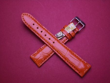 Louisiana Krokodil-Leder-Armband, 19mm im Verlauf auf 16mm, Farbe: Orange 