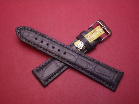 Louisiana Krokodil-Leder-Armband, 19mm im Verlauf auf 16mm, Farbe: Antrazith / dunkel Grau ( kürzeres Band) 