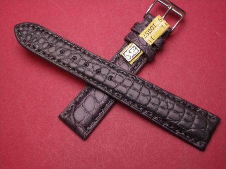 Louisiana Krokodil-Leder-Armband, 19mm im Verlauf auf 16mm, Farbe: Antrazith / dunkel Grau 