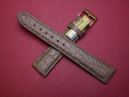 Louisiana Krokodil-Leder-Armband, 19mm im Verlauf auf 16mm, Farbe: Graubraun 