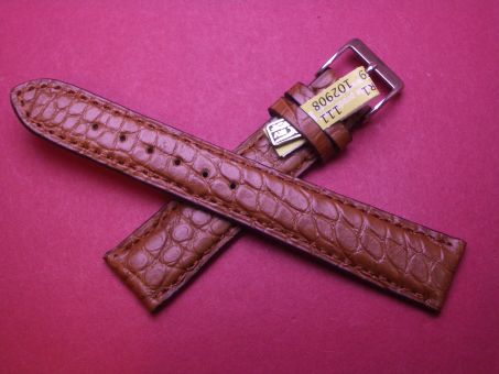 Louisiana Krokodil-Leder-Armband, 19mm im Verlauf auf 16mm, Farbe: Braun 