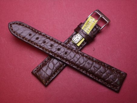 Louisiana Krokodil-Leder-Armband, 19mm im Verlauf auf 16mm, Farbe: Braun 