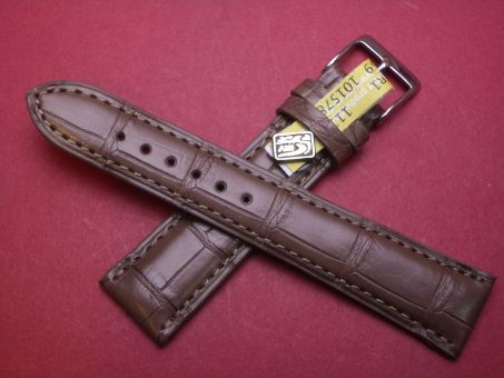 Louisiana Krokodil-Leder-Armband, 19mm im Verlauf auf 16mm, Farbe: Graubraun 