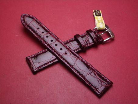 Di-Modell Lederarmband, Krokodil, Breite: 18mm-16mm, Längen: 115mm & 79mm, Farbe: bordeaux-rot 