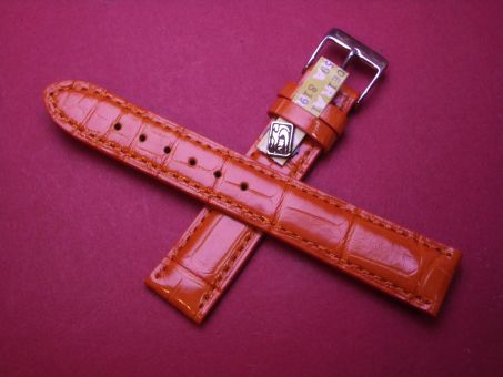 Louisiana Krokodil-Leder-Armband , 18mm im Verlauf auf 16mm Farbe: orange große Narbung 