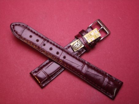 Louisiana Krokodil-Leder-Armband , 18mm im Verlauf auf 16mm Farbe: rote Beere große Narbung 