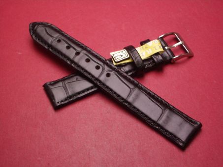 Louisiana Lederarmband, Krokodil, Breite: 17mm-16mm, Längen: 117mm & 77mm, Farbe: schwarz matt 