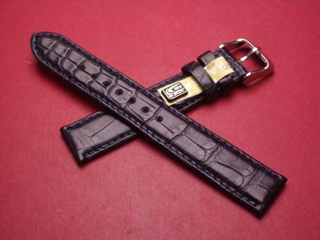 Louisiana Lederarmband, Krokodil, Breite: 17mm-16mm, Längen: 117mm & 77mm, Farbe: dunkelblau matt 