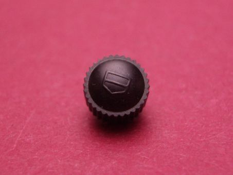 Tag-Heuer Krone, schwarz, Ø6,5mm, Gesamthöhe 5,9mm, Höhe Krone ca. 4,3mm, Gewinde 0,9 