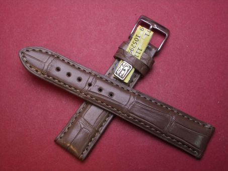 Louisiana Krokodil-Leder-Armband , 18mm im Verlauf auf 16mm Farbe: braun (kürzeres Band) 