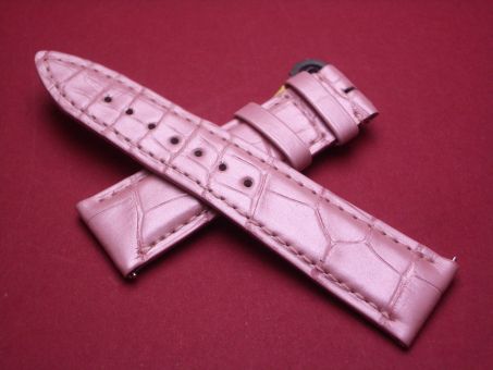 Jaeger-LeCoultre Lederarmband, Kroko, 20mm im Verlauf auf 16mm an der Schließe, Farbe: rosa metallic, ohne Schließe 