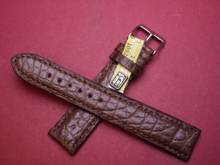 Louisiana Krokodil-Leder-Armband , 18mm im Verlauf auf 16mm Farbe: braun (kürzeres Band) 