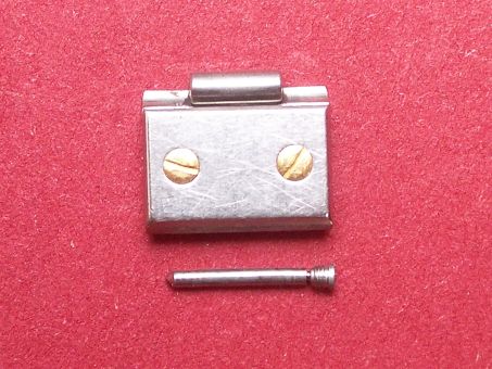 Cartier Santos Armband-Glied, flach, 10mm, Stahl, mit 2 Goldschrauben, Befestigungsschraube von rechts 