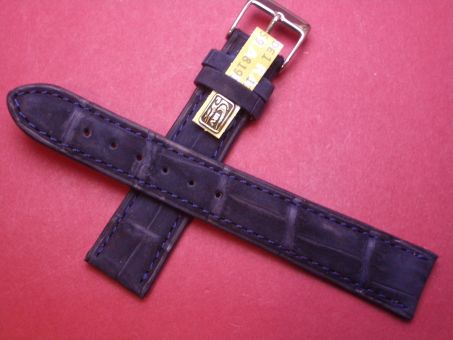 Louisiana Krokodil-Leder-Armband , 18mm im Verlauf auf 16mm Farbe: dunkel Blau matt 
