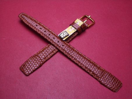 Lederarmband für feste Stege, Eidechse, Breite: 13mm-12mm, Längen: 112mm & 70mm, Farbe: braun 