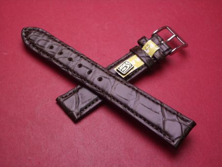 Lederarmband, Krokodil, Breite: 18mm-16mm, Längen: 117mm & 74mm, Farbe: dunkelbraun 