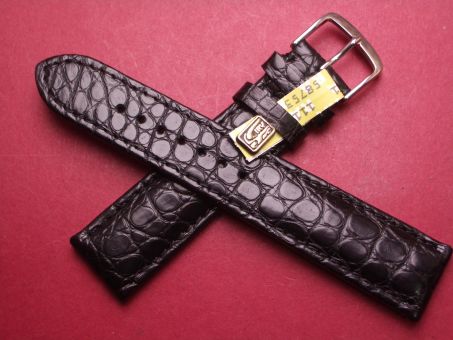 Louisiana Krokodil-Armband, Glashütte signiert 20mm im Verlauf auf 18mm Farbe: Schwarz 