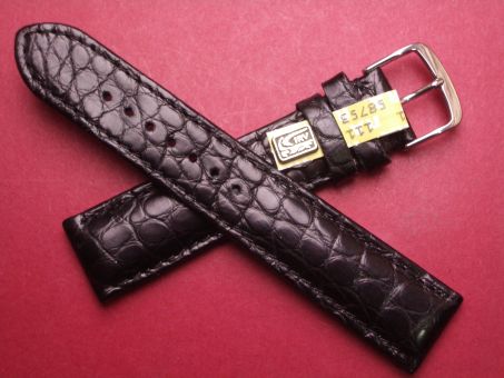 Louisiana Krokodil-Armband, Glashütte signiert 20mm im Verlauf auf 18mm Farbe: Schwarz 