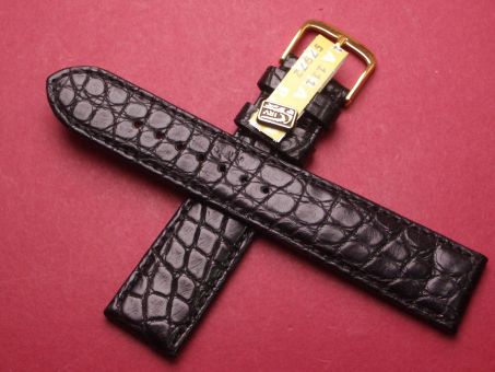 Louisiana Krokodil-Armband, Glashütte signiert 20mm im Verlauf auf 18mm Farbe: Schwarz weiße Schließe