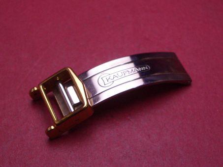 Kaufmann Faltschließe, Stahl/Stahl vergoldet, 12mm 