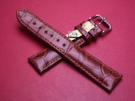 Lederarmband, Krokodil, Breite: 20mm-18mm, Längen: 119mm & 77mm, Farbe: braun 
