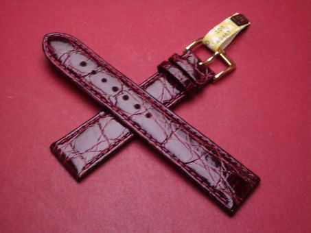 Di-Modell Lederarmband, Krokodil, Breite: 20mm-18mm, Länge: 117mm & 80mm, Farbe: rote Beere glänzend 