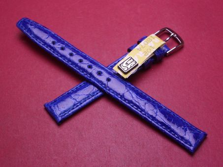 Lederarmband, Krokodil, Breite: 12mm, Länge: 114mm & 71mm, Farbe: blau glänzend 