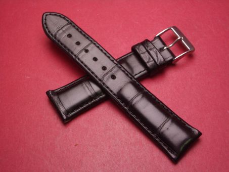 Louisiana Lederarmband, Krokodil, Breite: 20mm-18mm, Länge: 116mm & 75mm, Farbe: schwarz 