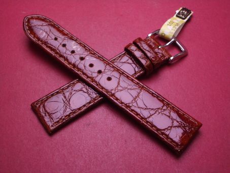 Di-Modell Lederarmband, Krokodil, Breite: 20mm-18mm, Länge: 116mm & 80mm, Farbe: braun glänzend (leichte Lagerspuren) 