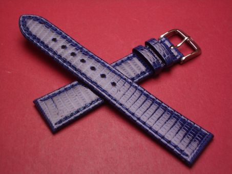Di-Modell Lederband, Kalb mit Eidechsenprägung, Breite: 19mm-16mm, Länge: 115mm & 78mm, Farbe: blau glänzend 