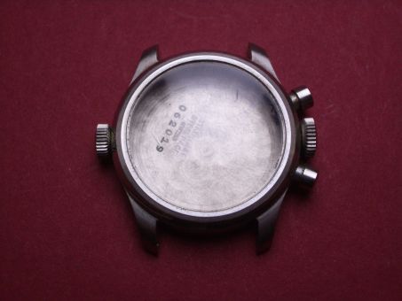 Valjoux Chronographengehäuse, Kaliber 69, Edelstahl, mit zwei Kronen und Drückern, Ø 28,7mm 